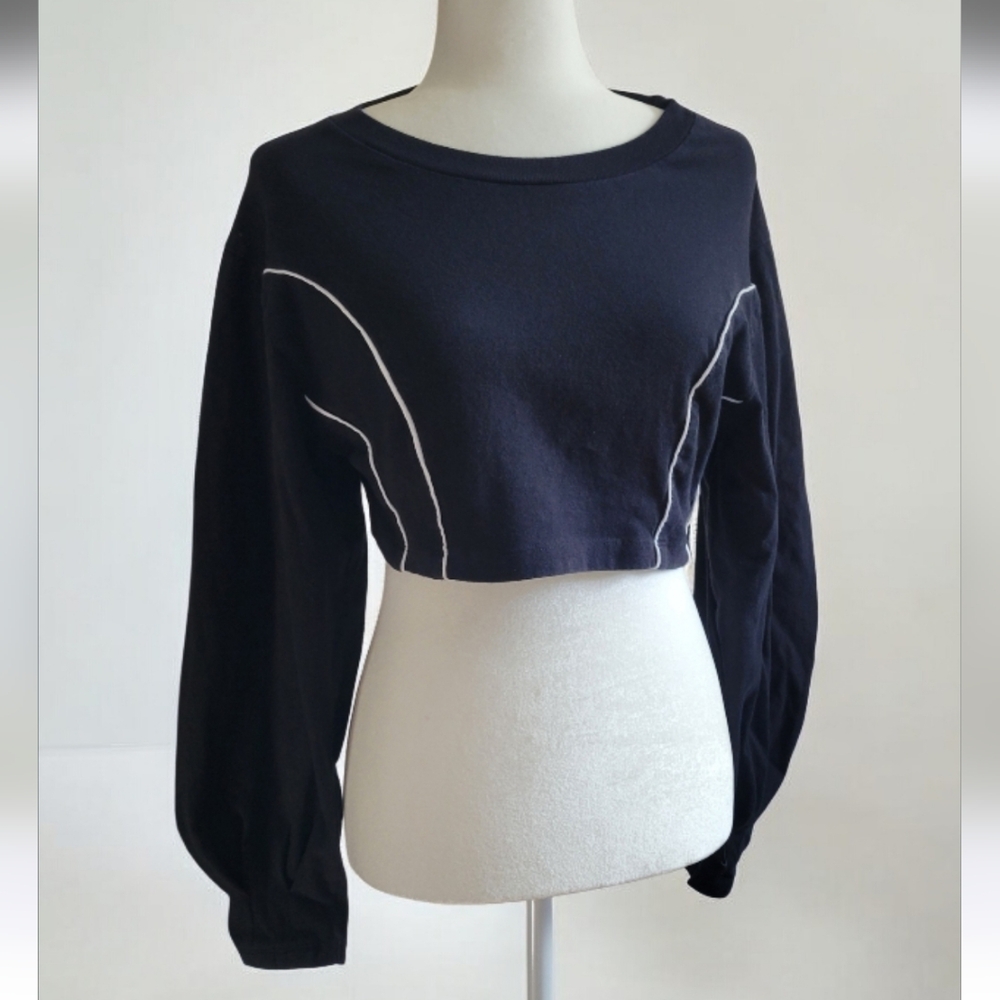 Urban Outfitters Balloon Sleeve Black Crop Top, Y2K Streetwear, Medium